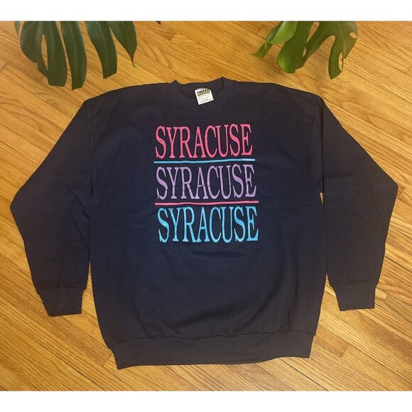 Vintage 90s XL Syracuse University New York Orangemen Crewneck Sweatshirt USA - Picture 1 of 7
